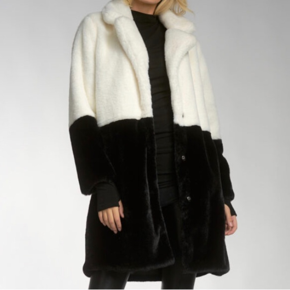 Elan Black and White Brand New Faux Fur Jacket